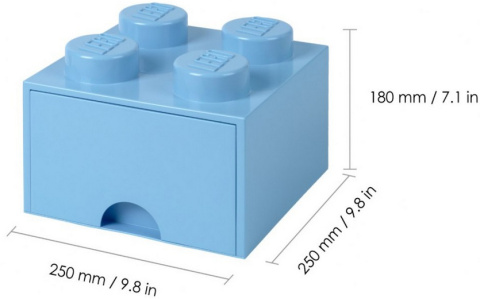LEGO 40051736 - Pojemnik klocek 4 z szufladą - Błękitny 25 cm LEGO 40051736 - Pojemnik klocek 4 z szufladą - Błękitny 25 cm