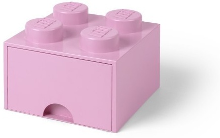 LEGO 40051738 - Pojemnik klocek 4 z szufladą - Jasno różowy 25 cm