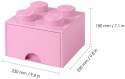 LEGO 40051738 - Pojemnik klocek 4 z szufladą - Jasno różowy 25 cm