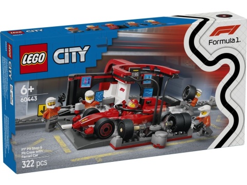 LEGO 60443 City - F1 Pit stop i mechanicy z bolidem Ferrari