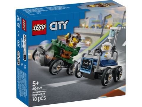 LEGO 60459 City - Zestaw wyścigówek: samolot kontra łóżko szpitalne