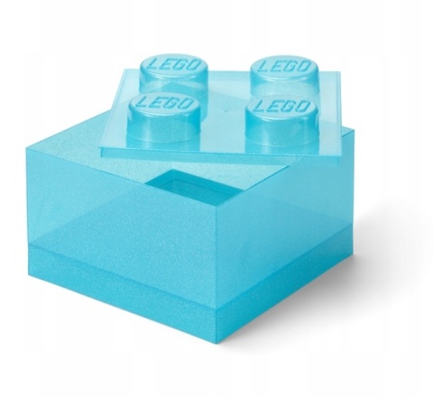 LEGO 40090802 - Pojemnik klocek 4 - Błękitny brokatowy 25 cm LEGO 40090802 - Pojemnik klocek 4 - Błękitny brokatowy 25 cm