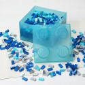 LEGO 40090802 - Pojemnik klocek 4 - Błękitny brokatowy 25 cm
